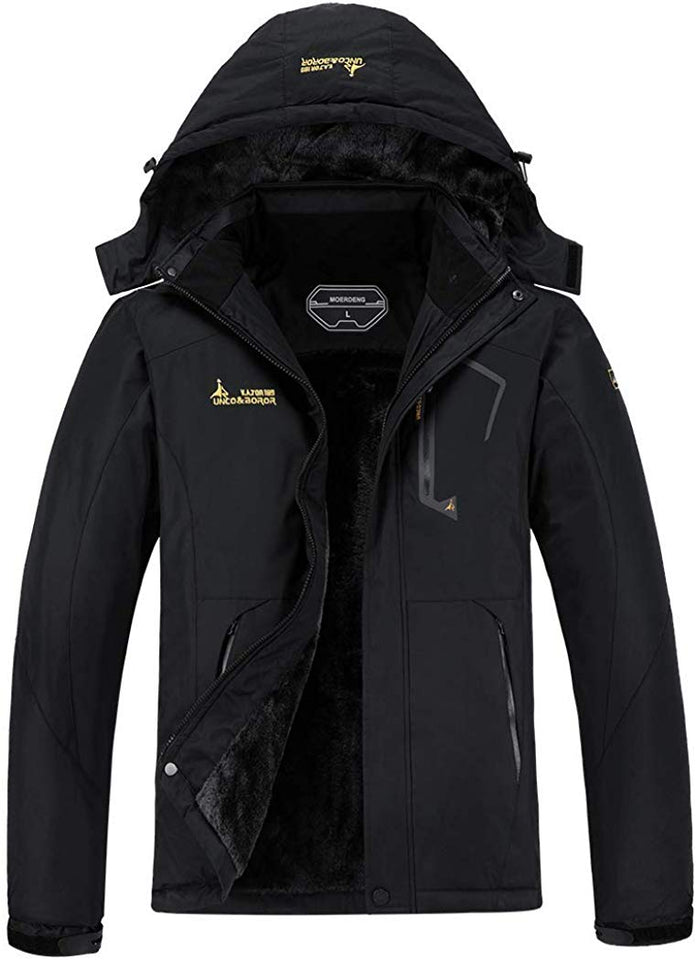 Moerdeng - Chaqueta de esquí para hombre, impermeable, cálida, para invierno, para nieve, montaña, cortavientos, con capucha