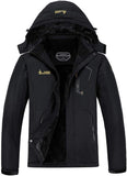 Moerdeng - Chaqueta de esquí para hombre, impermeable, cálida, para invierno, para nieve, montaña, cortavientos, con capucha