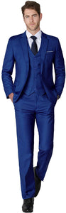 MAGE MALE - Traje de 3 piezas para hombre, elegante, color sólido, con un botón, ajustado, pantalón, blazer y chaleco