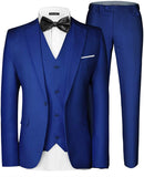 MAGE MALE - Traje de 3 piezas para hombre, elegante, color sólido, con un botón, ajustado, pantalón, blazer y chaleco